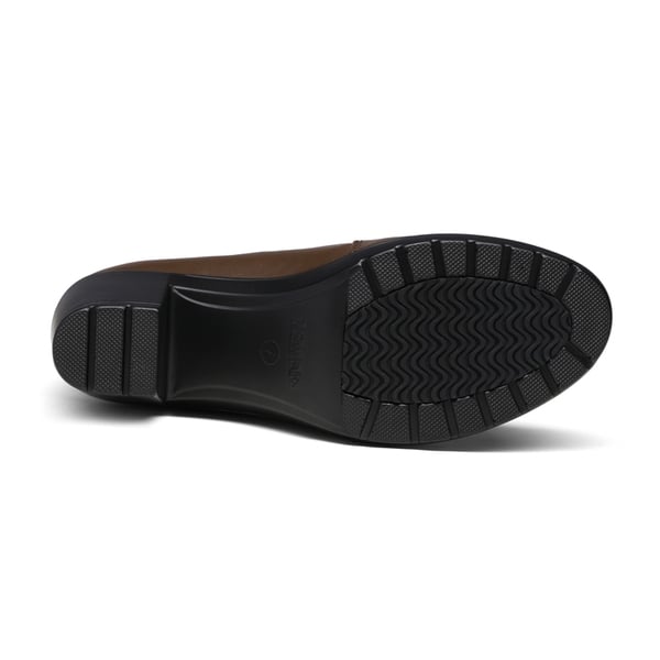 Comfortable Round Toe Block Heel Pumps - DARK BROWN - 5